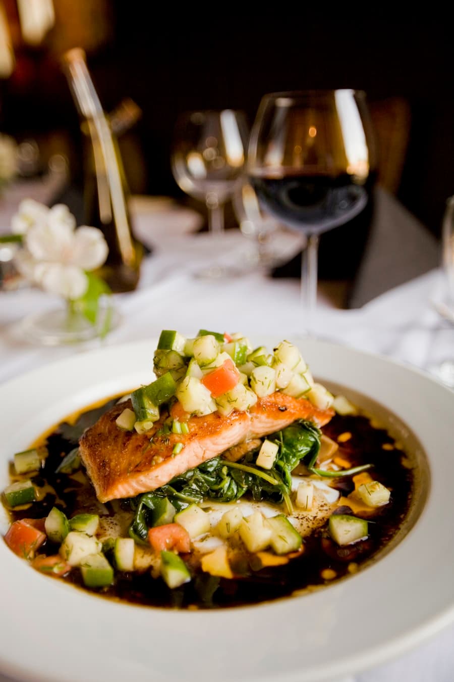 Harissa Salmon Bowl with Mango and Avocado Salsa